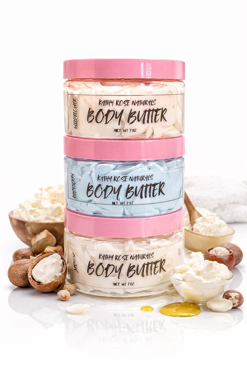 3 PackWhipped Body Butter | Shea Butter Moisturizer | Natural Skincare Gift Set | Hydrating Body Cream | Dry Skin Relief
