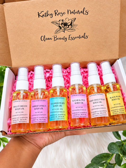 6-Pack Mystery Bundle Beauty Body Oils, Signature Scent, Soft Skin Body Oil Set