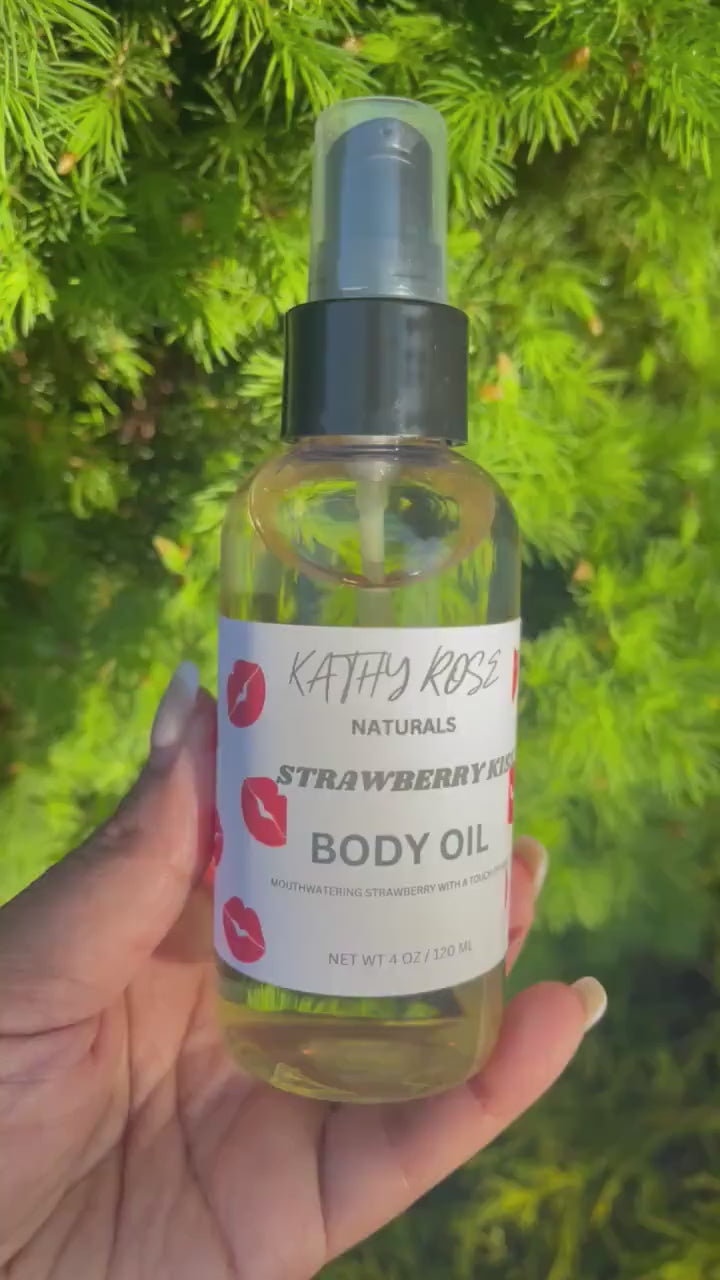 Strawberry Vanilla Body Oil, Vegan Moisturizer, All Over Body, Hair Oil , Natural Skincare, Scented Body Oil, Wholesale