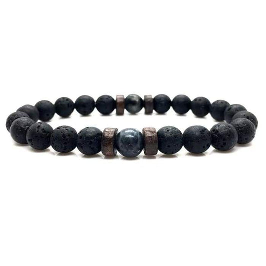 Wood and Lava Stone Essential Oil Bracelet - Gray 2 - KathyRoseNaturals
